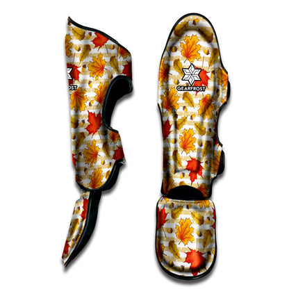 Maple And Oak Pattern Print Muay Thai Shin Guard