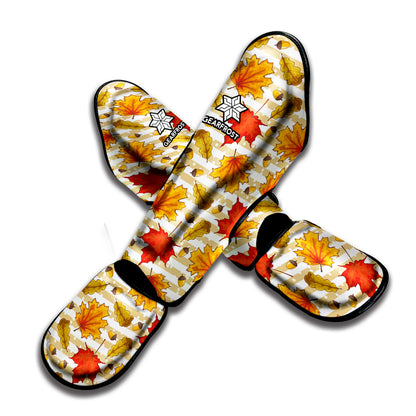 Maple And Oak Pattern Print Muay Thai Shin Guard