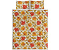 Maple And Oak Pattern Print Quilt Bed Set
