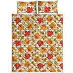 Maple And Oak Pattern Print Quilt Bed Set