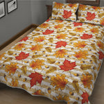 Maple And Oak Pattern Print Quilt Bed Set