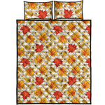 Maple And Oak Pattern Print Quilt Bed Set