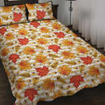 Maple And Oak Pattern Print Quilt Bed Set