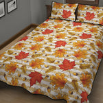 Maple And Oak Pattern Print Quilt Bed Set
