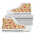 Maple And Oak Pattern Print White High Top Sneakers