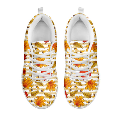 Maple And Oak Pattern Print White Sneakers