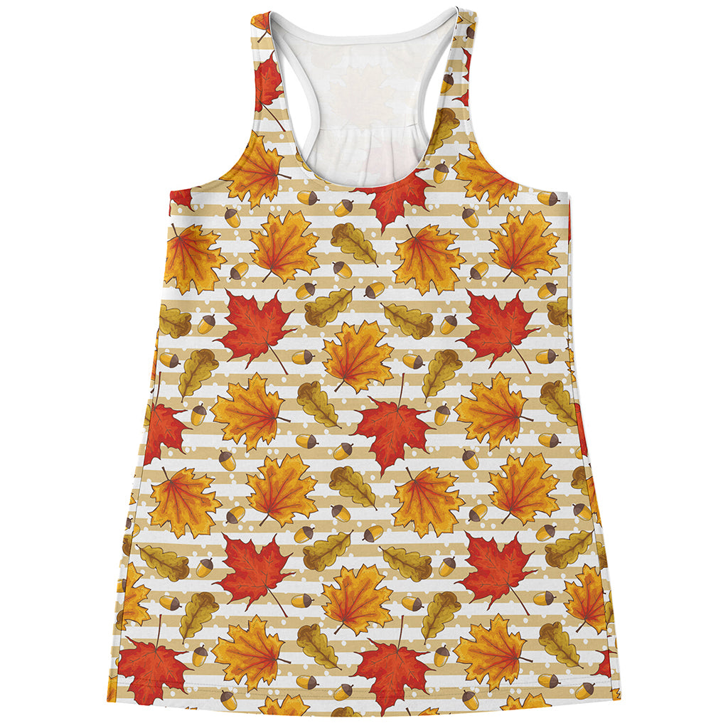 Maple And Oak Pattern Print Women's Racerback Tank Top