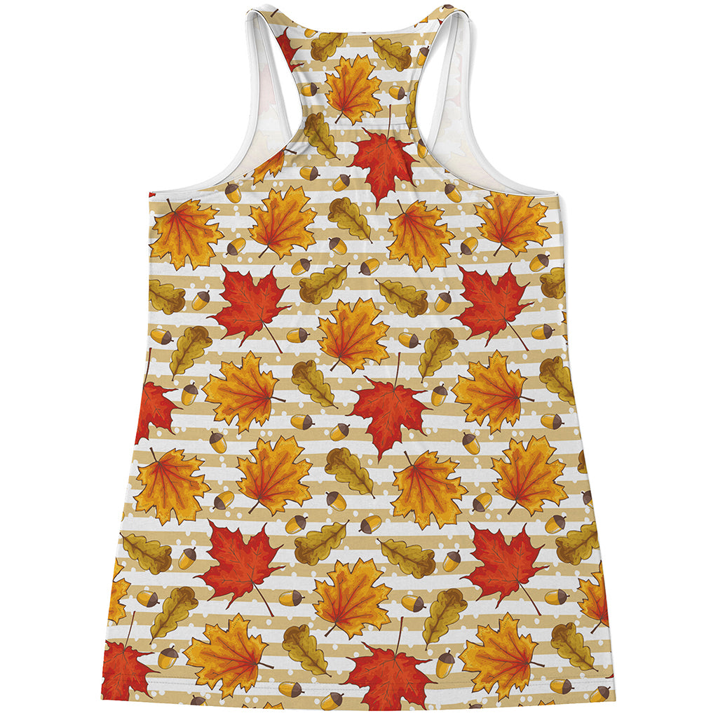 Maple And Oak Pattern Print Women's Racerback Tank Top