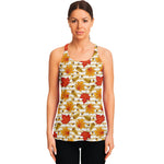 Maple And Oak Pattern Print Women's Racerback Tank Top