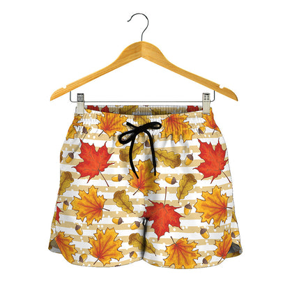 Maple And Oak Pattern Print Women's Shorts