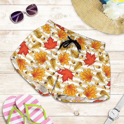 Maple And Oak Pattern Print Women's Shorts