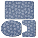 Maple Leaf Denim Jeans Pattern Print 3 Piece Bath Mat Set