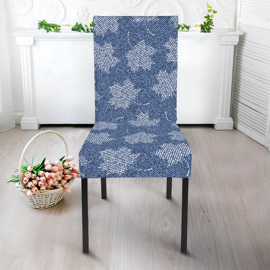 Maple Leaf Denim Jeans Pattern Print Dining Chair Slipcover