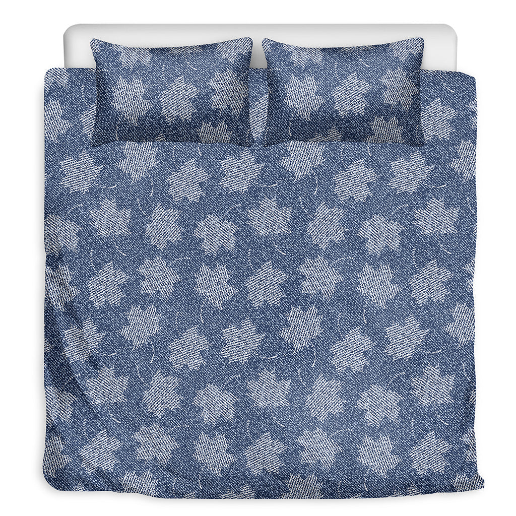 Maple Leaf Denim Jeans Pattern Print Duvet Cover Bedding Set