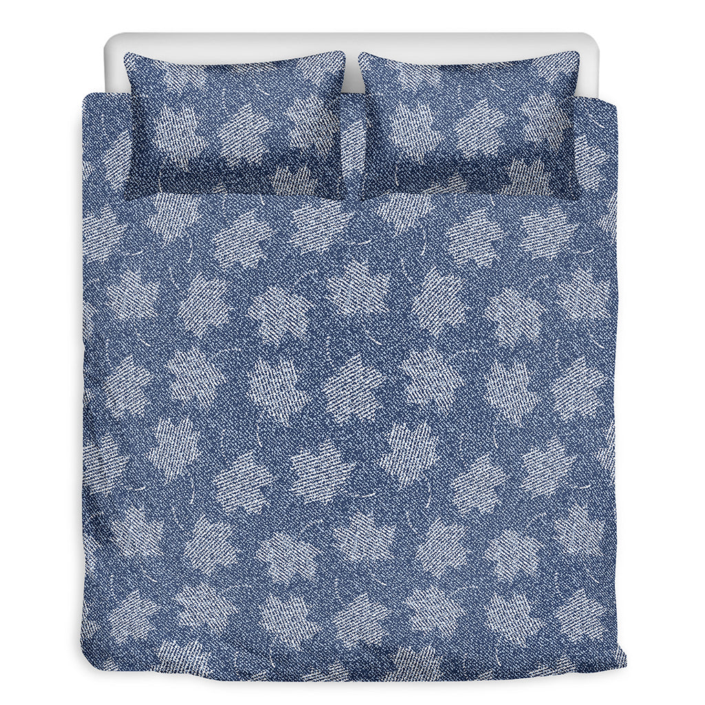 Maple Leaf Denim Jeans Pattern Print Duvet Cover Bedding Set