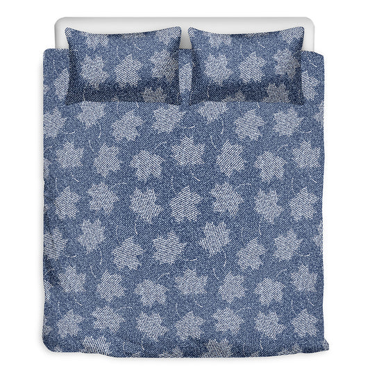 Maple Leaf Denim Jeans Pattern Print Duvet Cover Bedding Set