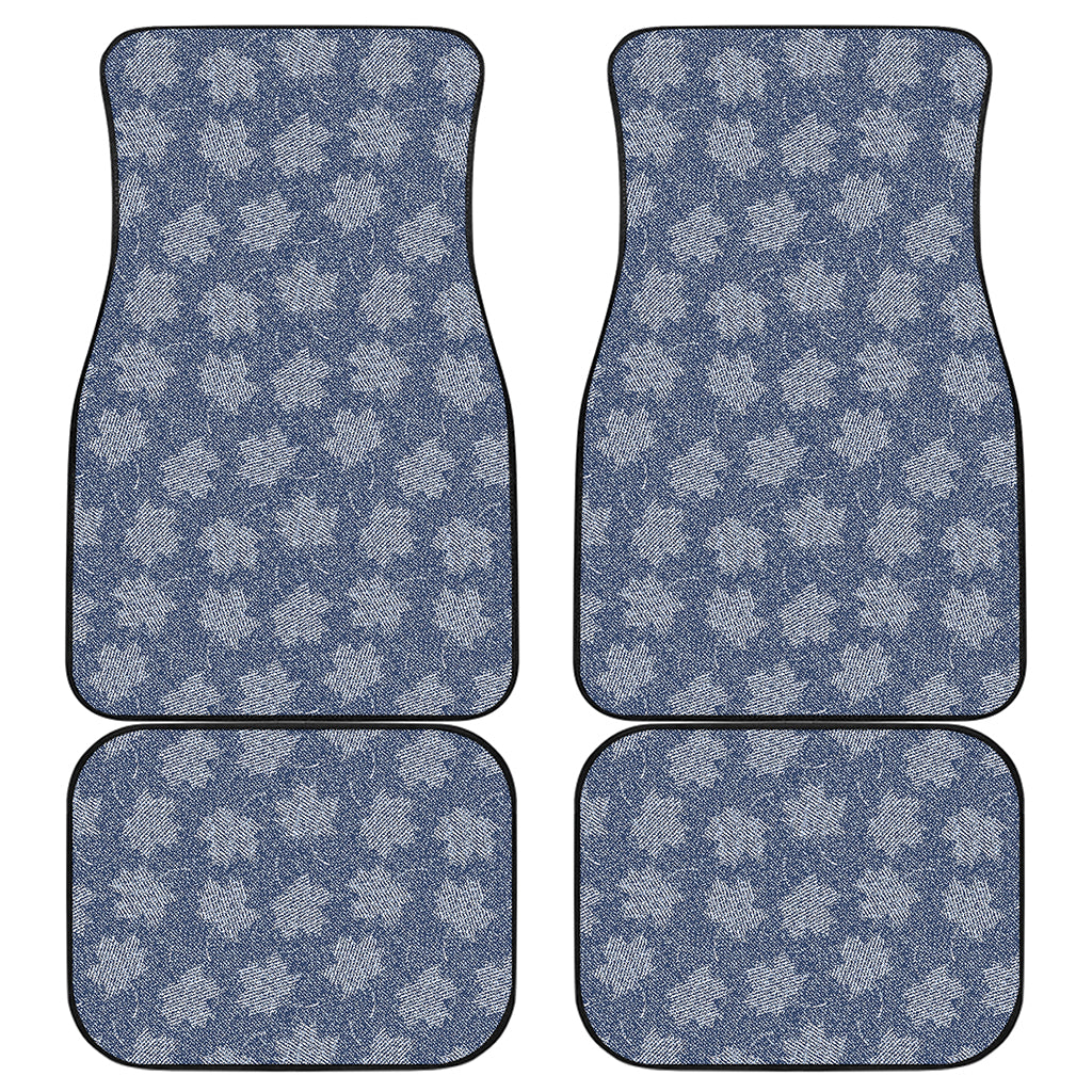 Maple Leaf Denim Jeans Pattern Print Front and Back Car Floor Mats