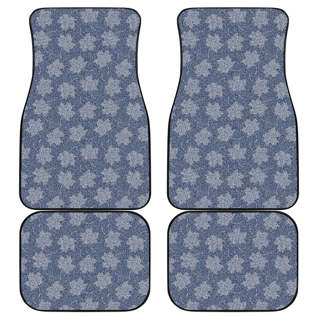 Maple Leaf Denim Jeans Pattern Print Front and Back Car Floor Mats