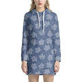 Maple Leaf Denim Jeans Pattern Print Pullover Hoodie Dress