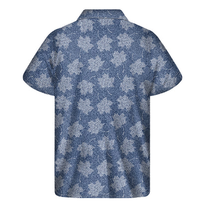 Maple Leaf Denim Jeans Pattern Print Men's Short Sleeve Shirt