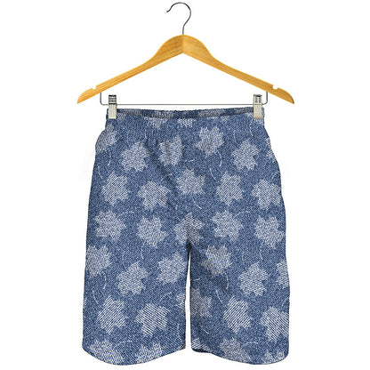 Maple Leaf Denim Jeans Pattern Print Men's Shorts
