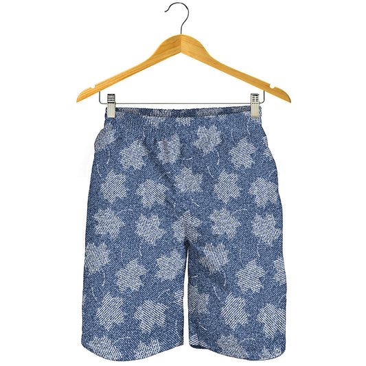 Maple Leaf Denim Jeans Pattern Print Men's Shorts
