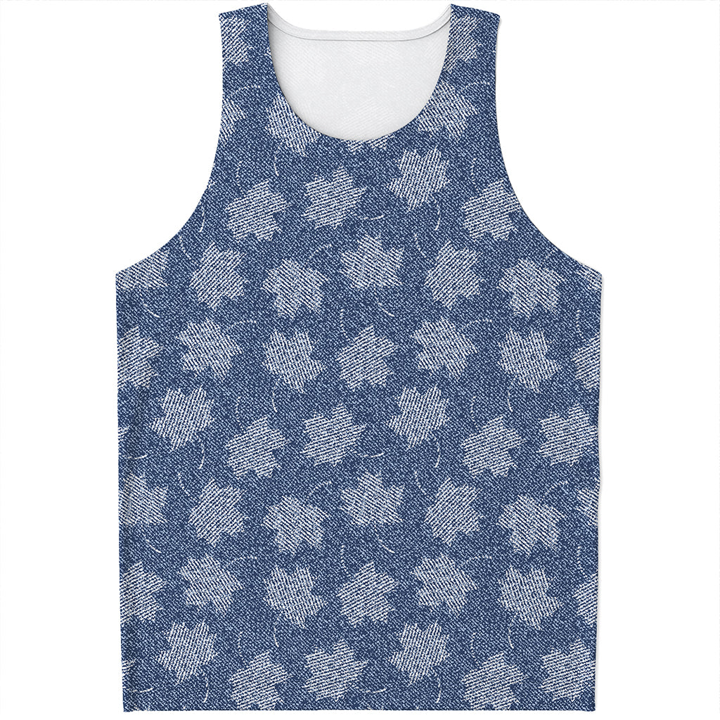 Maple Leaf Denim Jeans Pattern Print Men's Tank Top