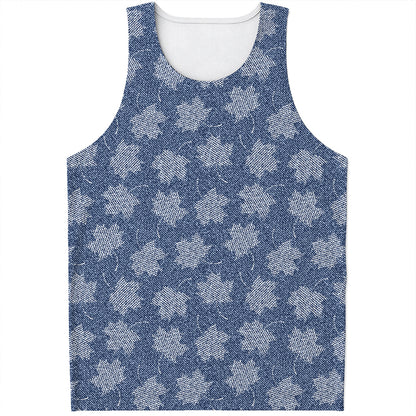 Maple Leaf Denim Jeans Pattern Print Men's Tank Top