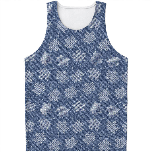 Maple Leaf Denim Jeans Pattern Print Men's Tank Top