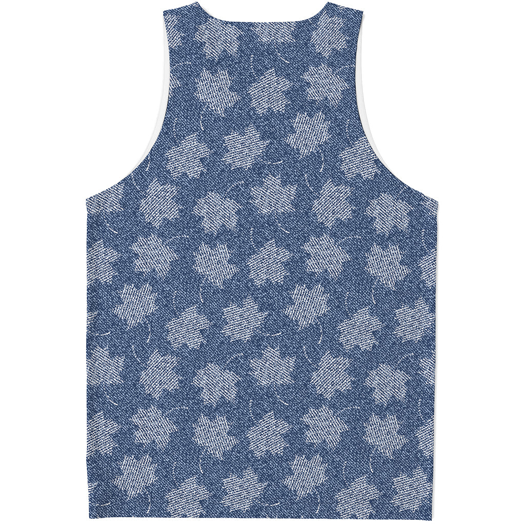Maple Leaf Denim Jeans Pattern Print Men's Tank Top