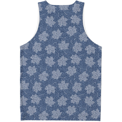 Maple Leaf Denim Jeans Pattern Print Men's Tank Top
