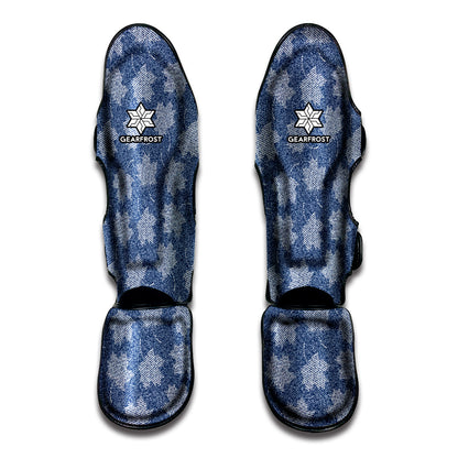 Maple Leaf Denim Jeans Pattern Print Muay Thai Shin Guard