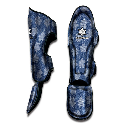 Maple Leaf Denim Jeans Pattern Print Muay Thai Shin Guard