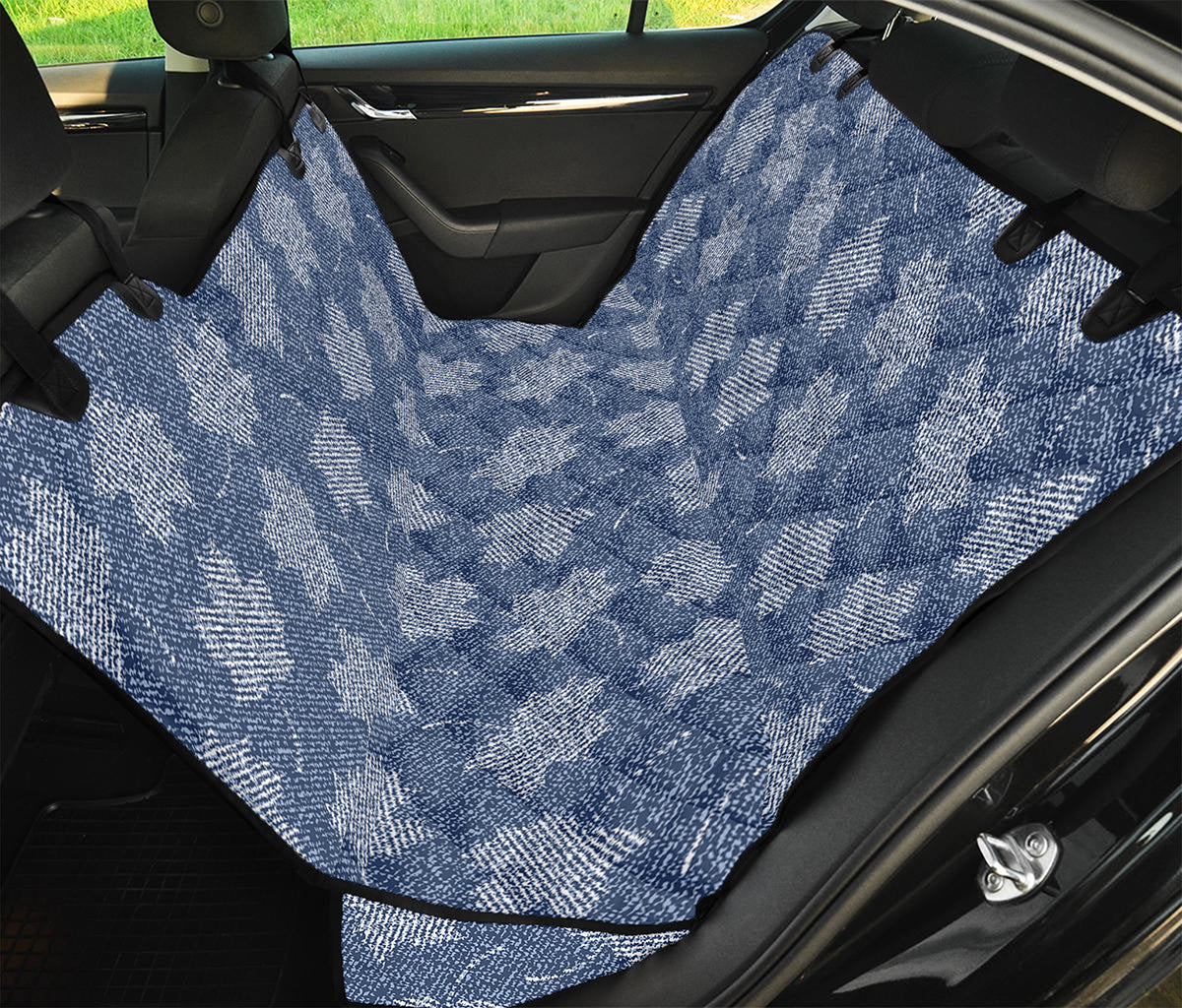 Maple Leaf Denim Jeans Pattern Print Pet Car Back Seat Cover