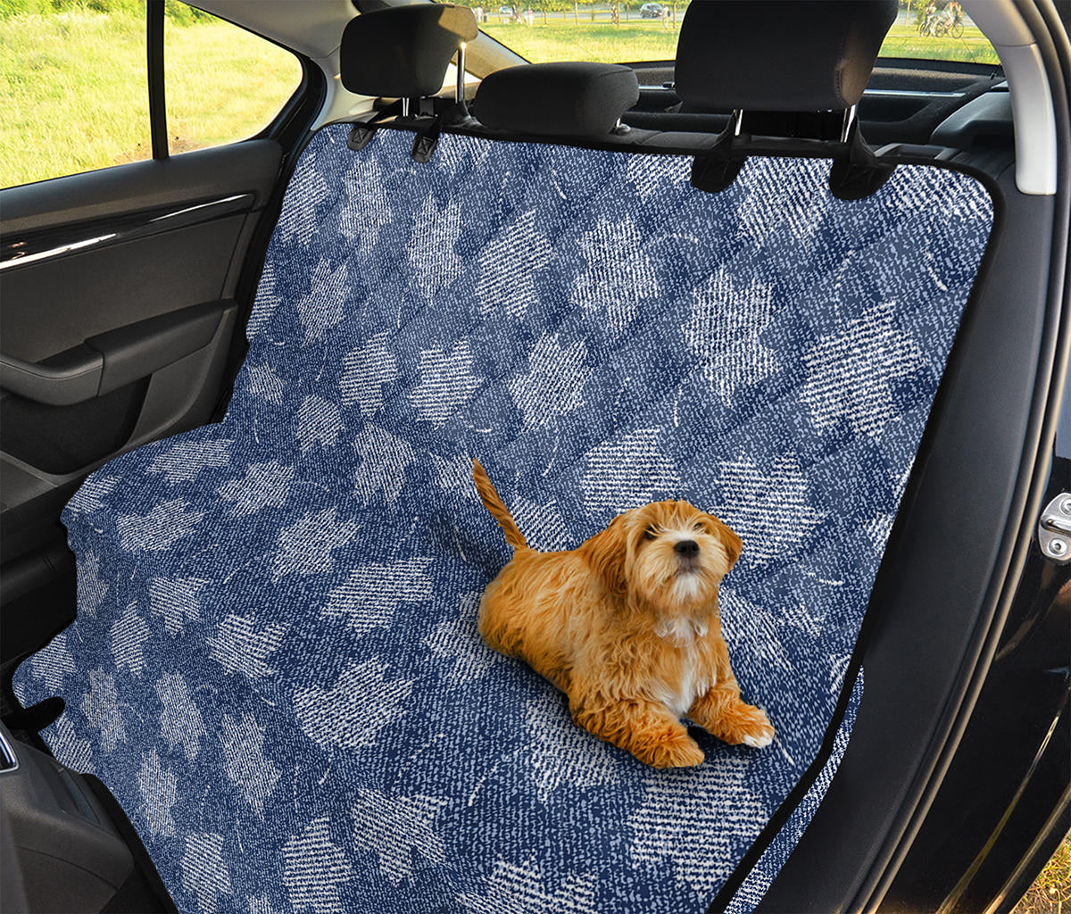 Maple Leaf Denim Jeans Pattern Print Pet Car Back Seat Cover