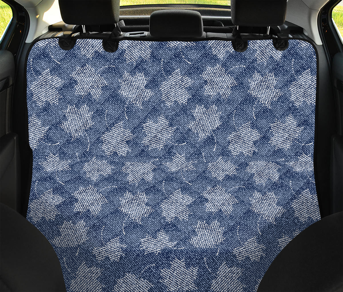 Maple Leaf Denim Jeans Pattern Print Pet Car Back Seat Cover
