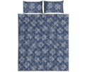 Maple Leaf Denim Jeans Pattern Print Quilt Bed Set