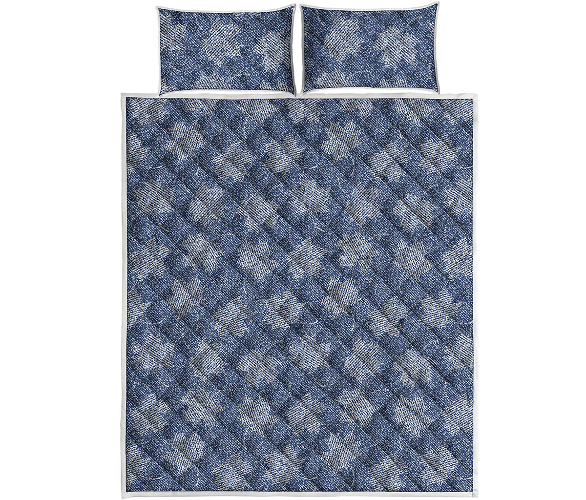 Maple Leaf Denim Jeans Pattern Print Quilt Bed Set