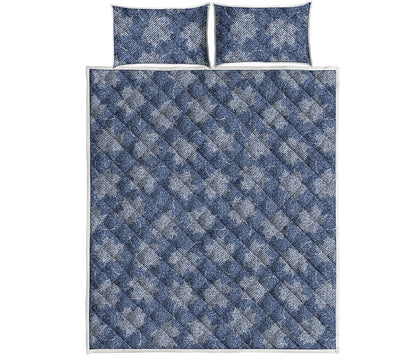 Maple Leaf Denim Jeans Pattern Print Quilt Bed Set