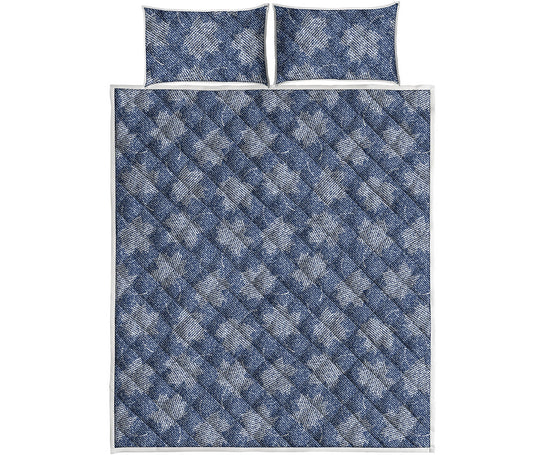 Maple Leaf Denim Jeans Pattern Print Quilt Bed Set