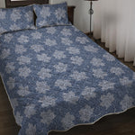 Maple Leaf Denim Jeans Pattern Print Quilt Bed Set