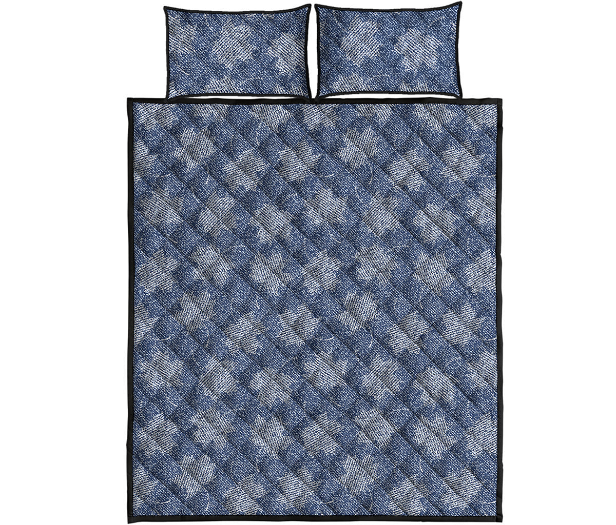 Maple Leaf Denim Jeans Pattern Print Quilt Bed Set
