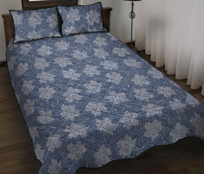 Maple Leaf Denim Jeans Pattern Print Quilt Bed Set