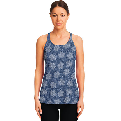 Maple Leaf Denim Jeans Pattern Print Women's Racerback Tank Top