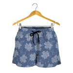 Maple Leaf Denim Jeans Pattern Print Women's Shorts