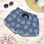 Maple Leaf Denim Jeans Pattern Print Women's Shorts