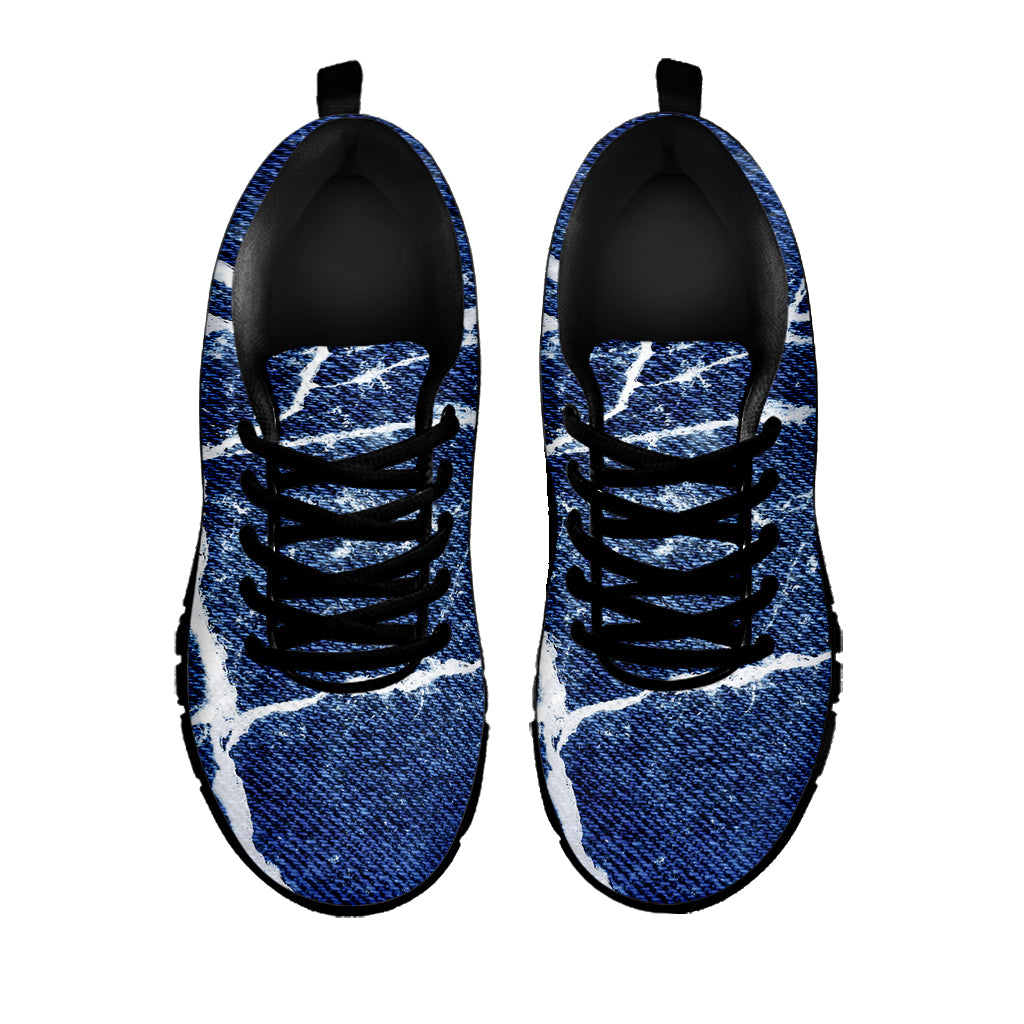 Marble Denim Jeans Pattern Print Black Sneakers