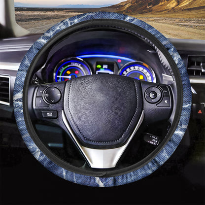 Marble Denim Jeans Pattern Print Car Steering Wheel Cover