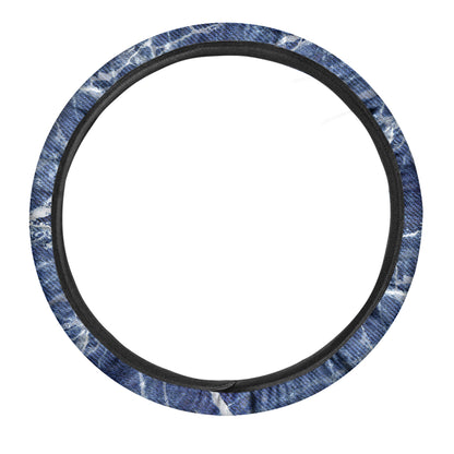 Marble Denim Jeans Pattern Print Car Steering Wheel Cover