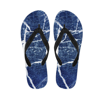 Marble Denim Jeans Pattern Print Flip Flops